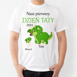 Nasz pierwszy DZIEŃ TATY - dinozaur - koszulka męska