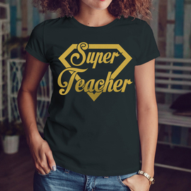Super Teacher - koszulka damska - złoty nadruk